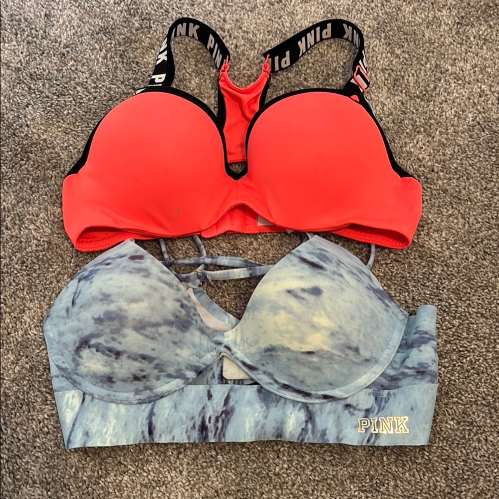 PINK Victoria's Secret Red and Blue Bra Set